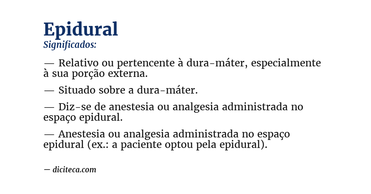 Significado de epidural