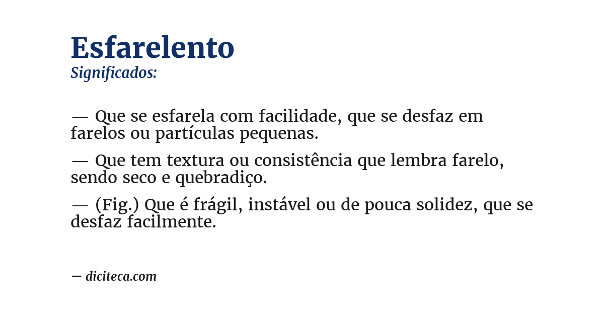 Significado de esfarelento