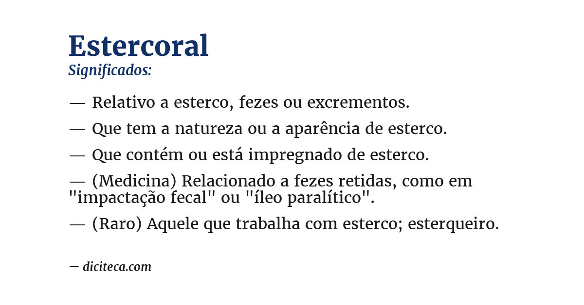 Significado de estercoral