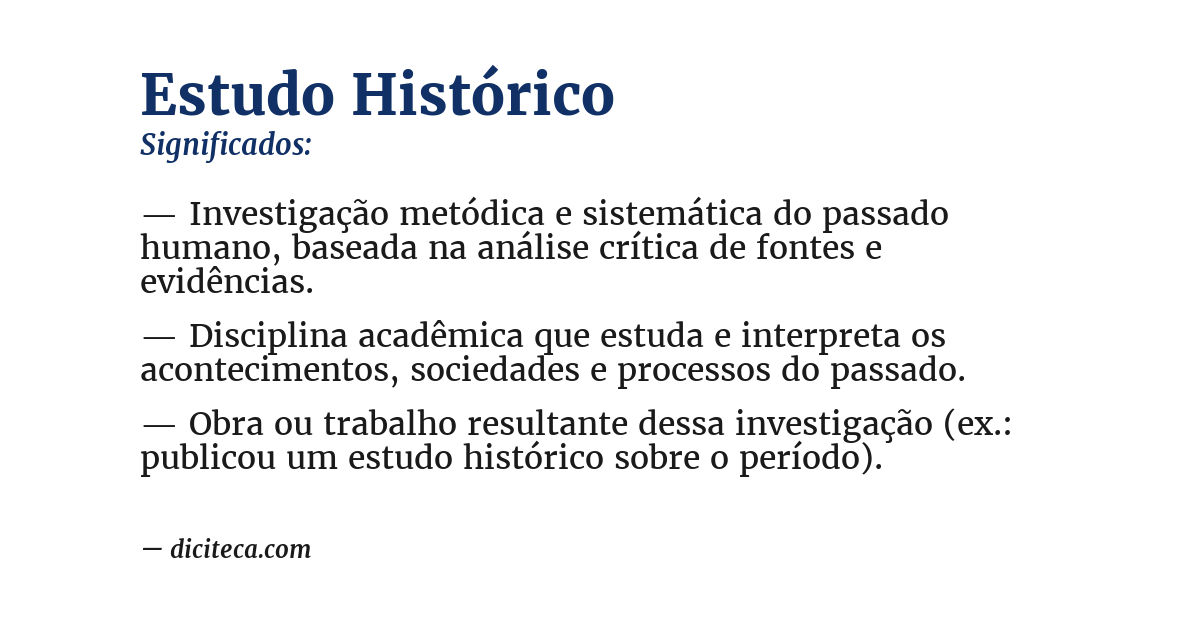 Significado de estudo histórico