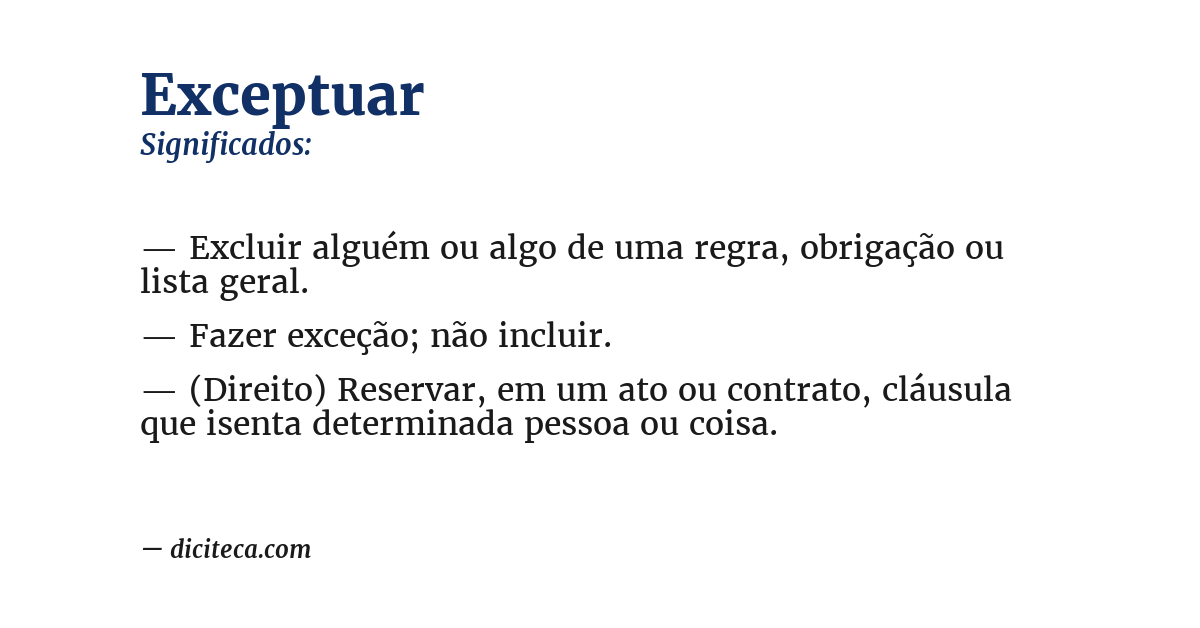 Significado de exceptuar