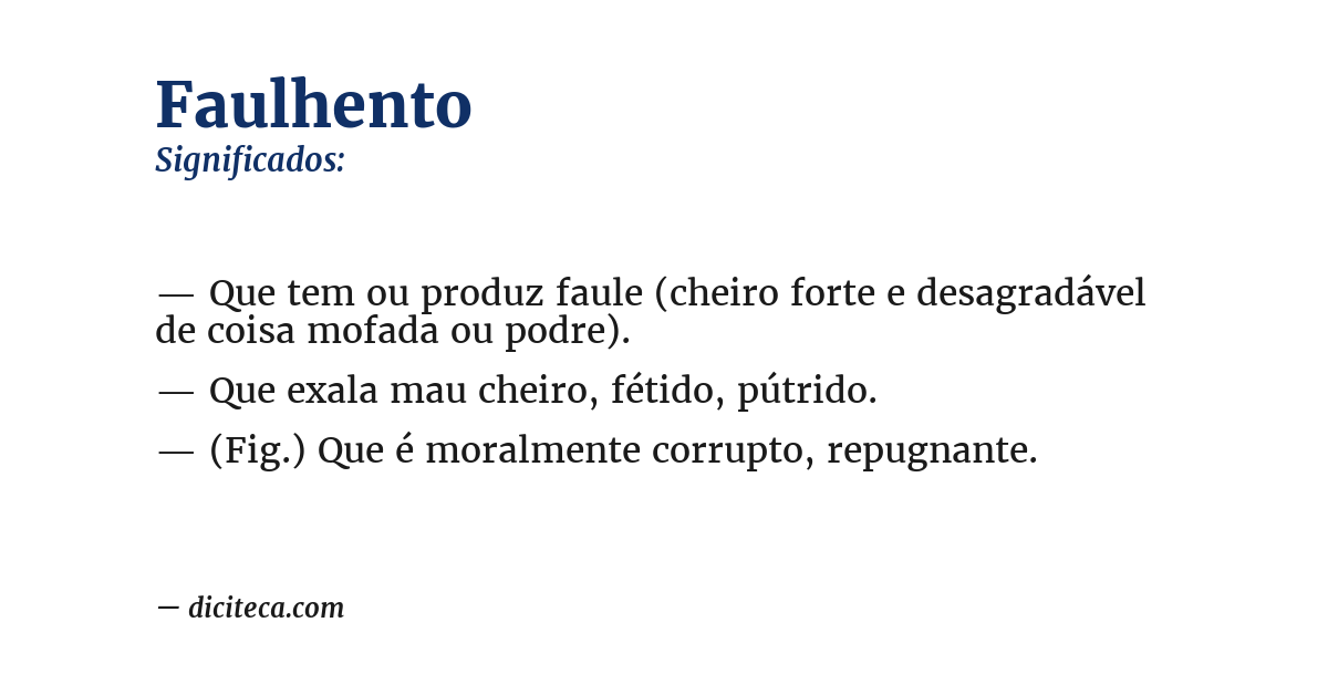 Significado de faulhento