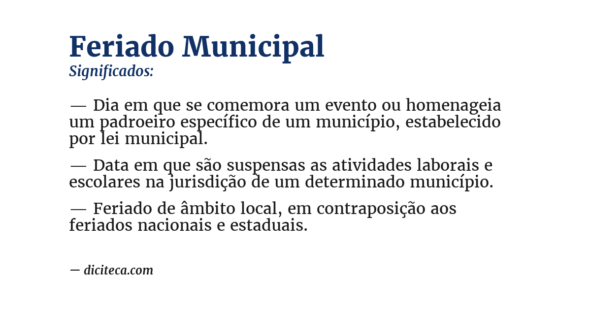 Significado de feriado municipal