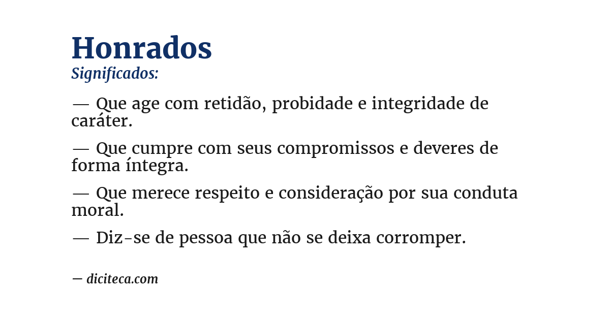 Significado de honrados