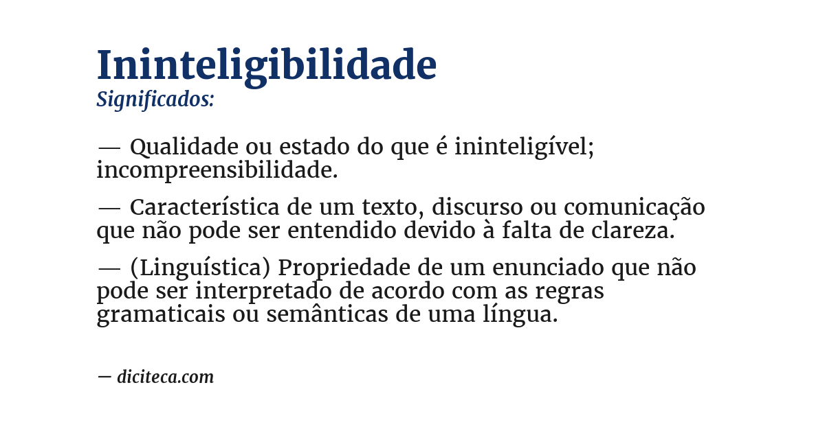 Significado de ininteligibilidade