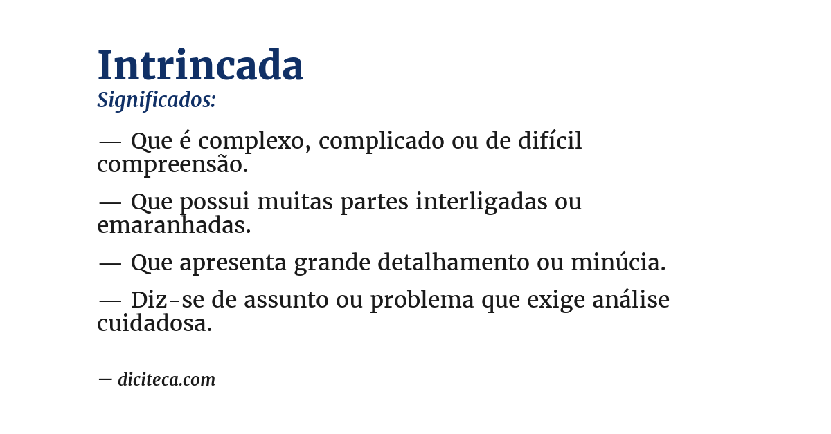 Significado de intrincada