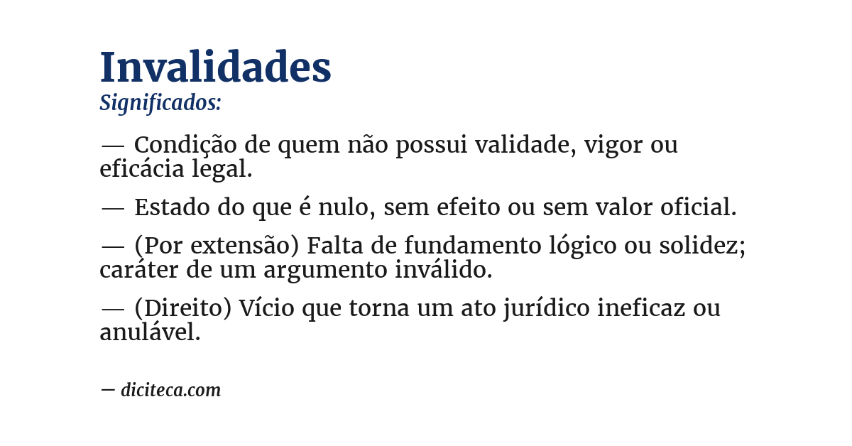 Significado de invalidades