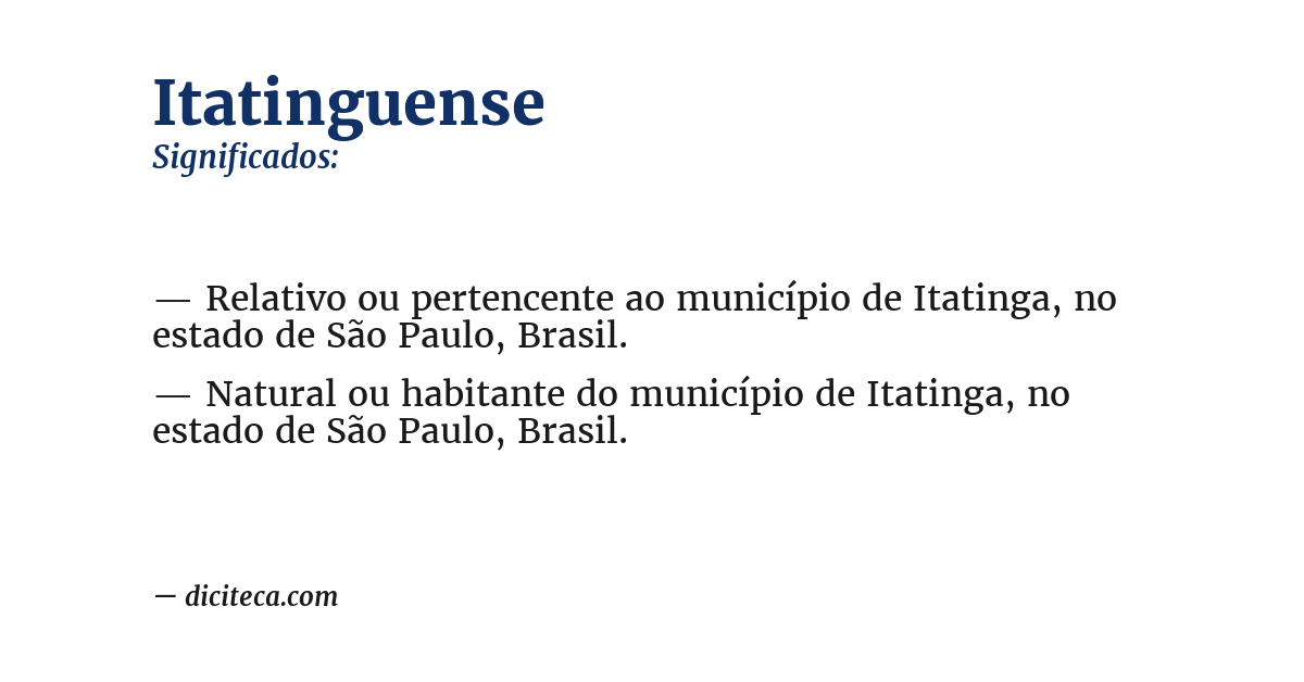 Significado de itatinguense