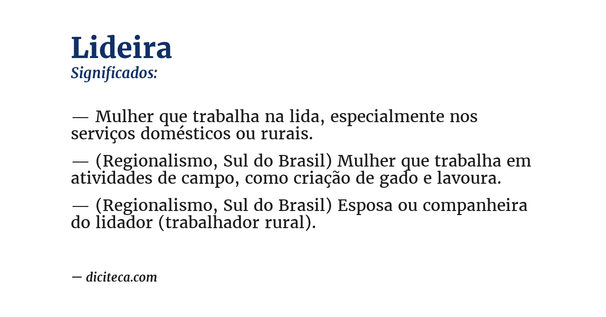 Significado de lideira