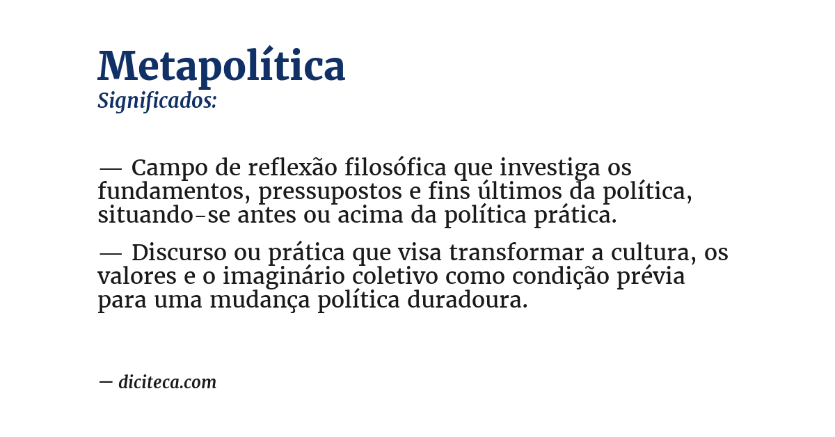 Significado de metapolítica