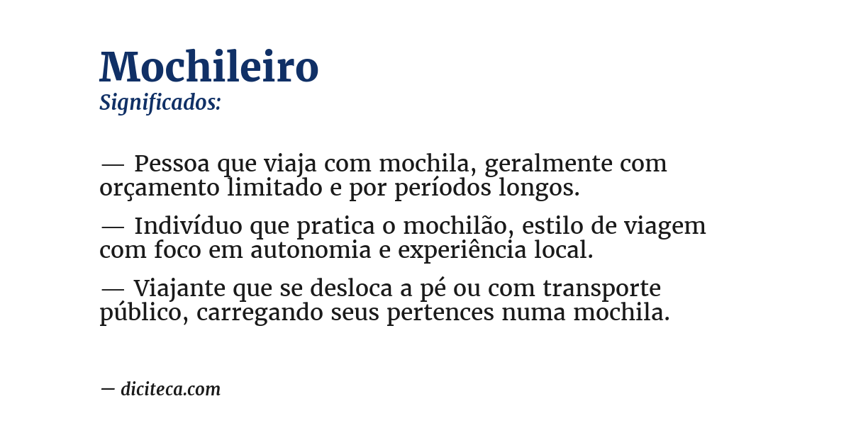 Significado de mochileiro