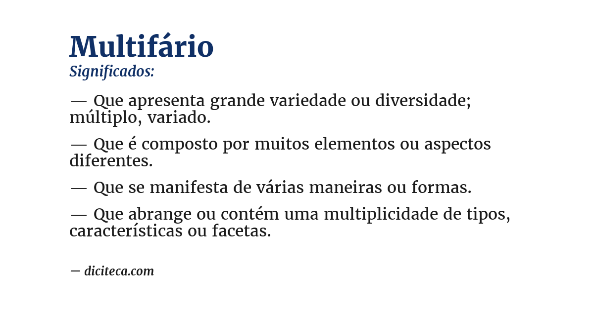 Significado de multifário