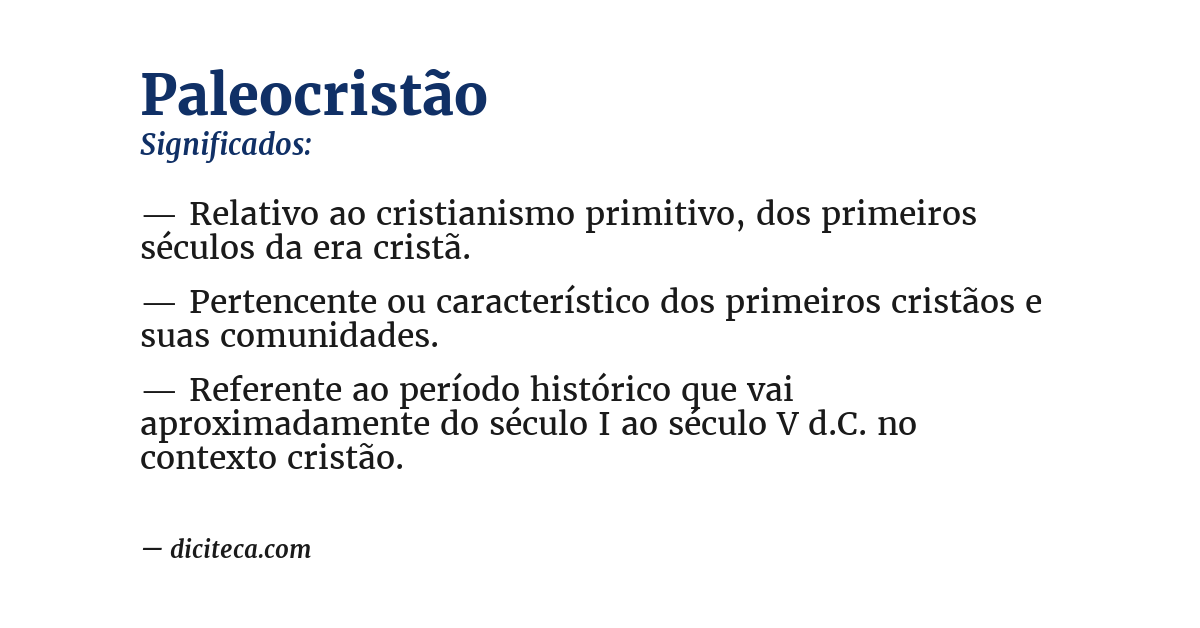 Significado de paleocristão