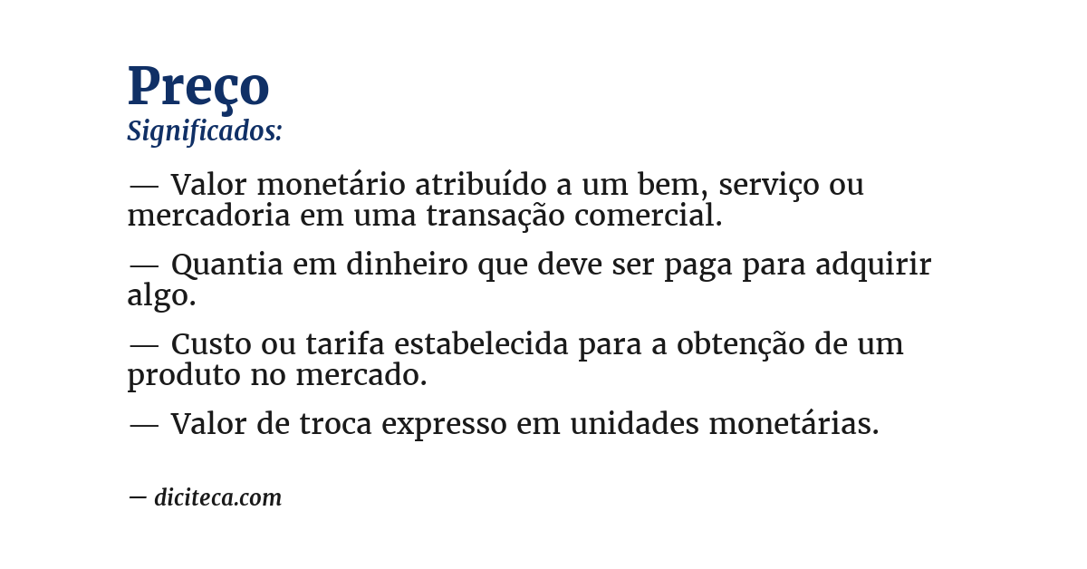 Significado de preço