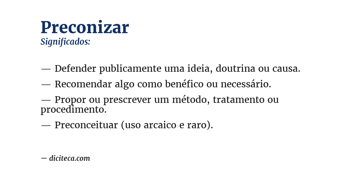Significado de preconizar