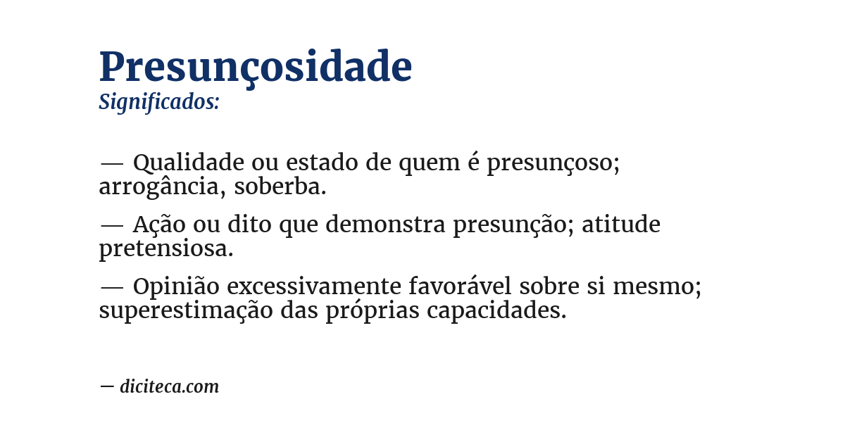 Significado de presunçosidade