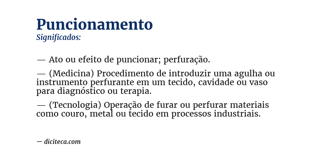 Significado de puncionamento