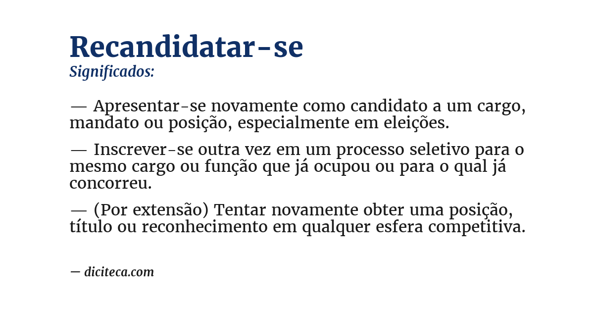 Significado de recandidatar-se