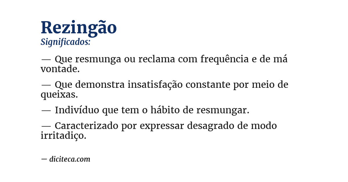 Significado de rezingão