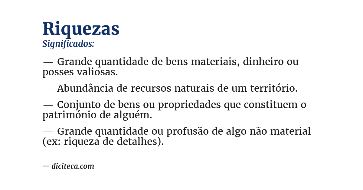 Significado de riquezas