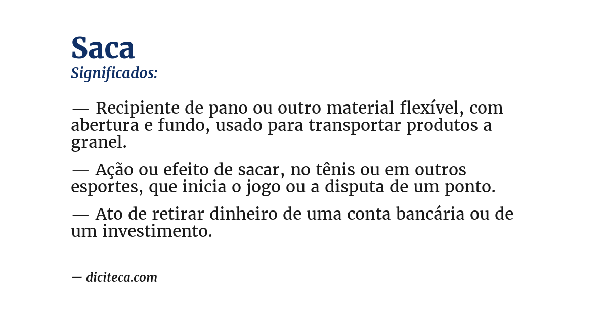Significado de saca