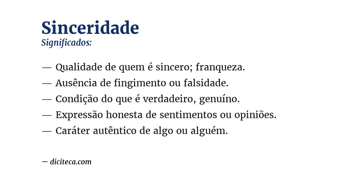 Significado de sinceridade