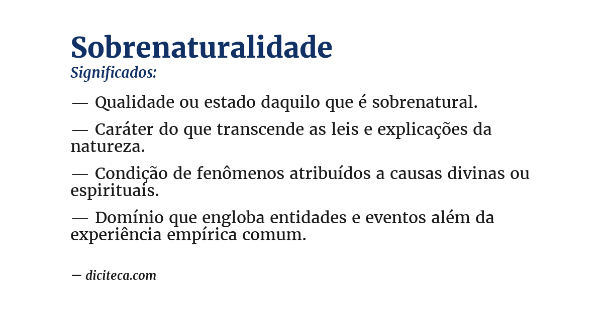 Significado de sobrenaturalidade
