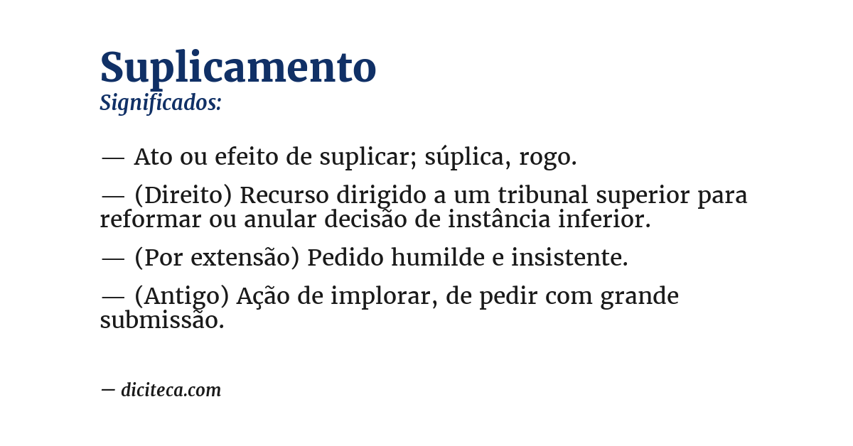 Significado de suplicamento