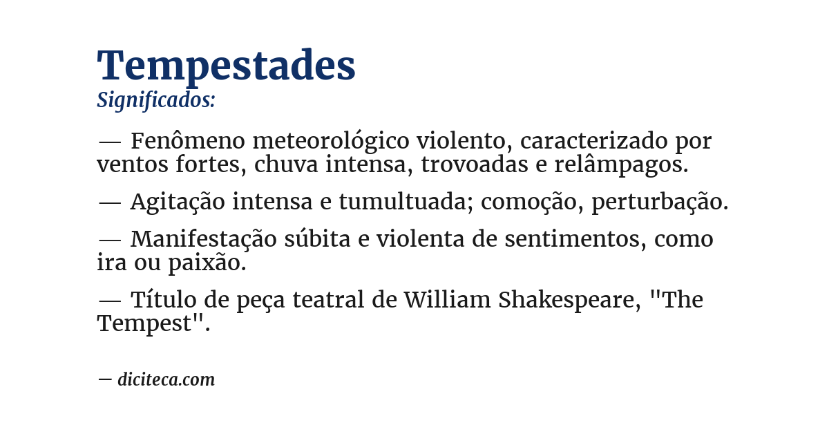 Significado de tempestades