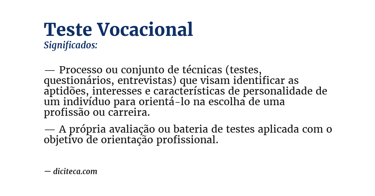 Significado de teste vocacional