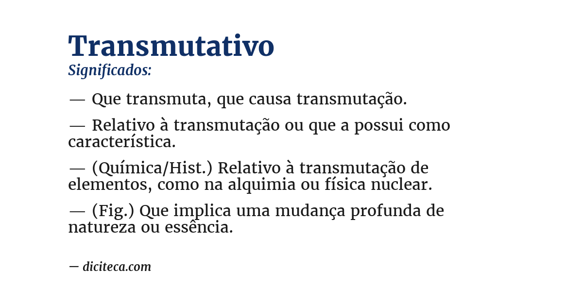 Significado de transmutativo