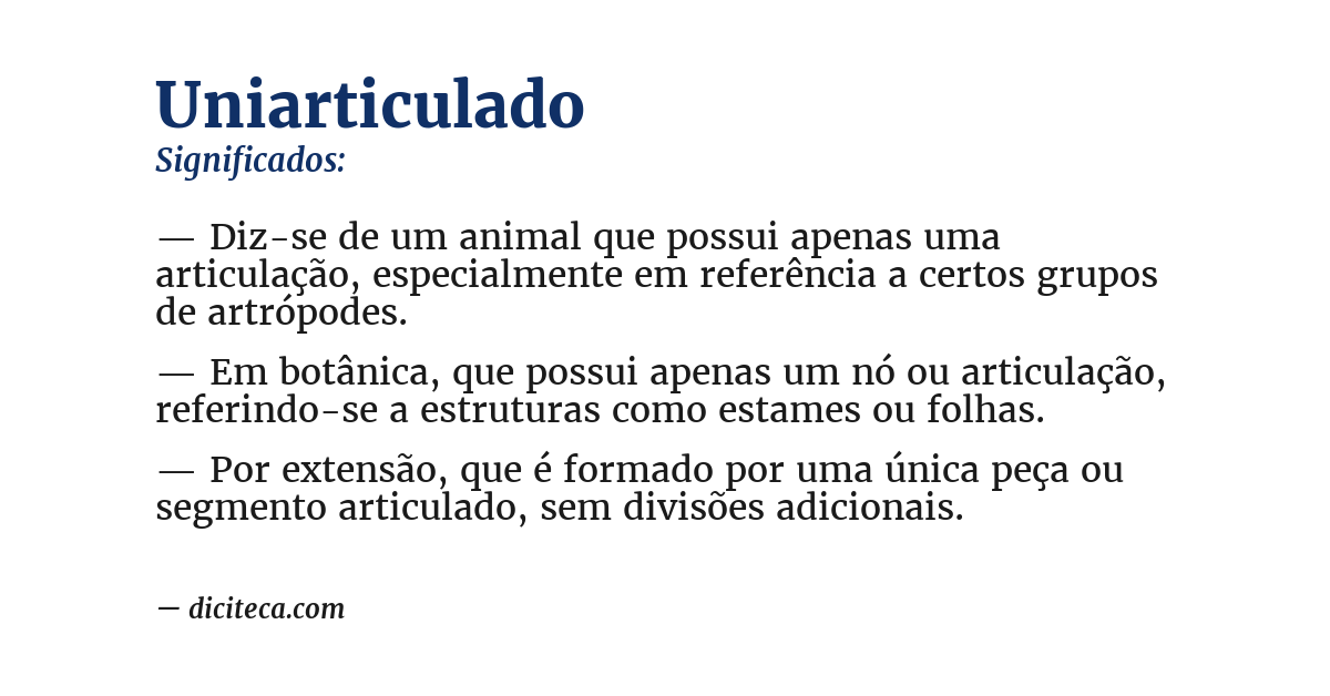 Significado de uniarticulado