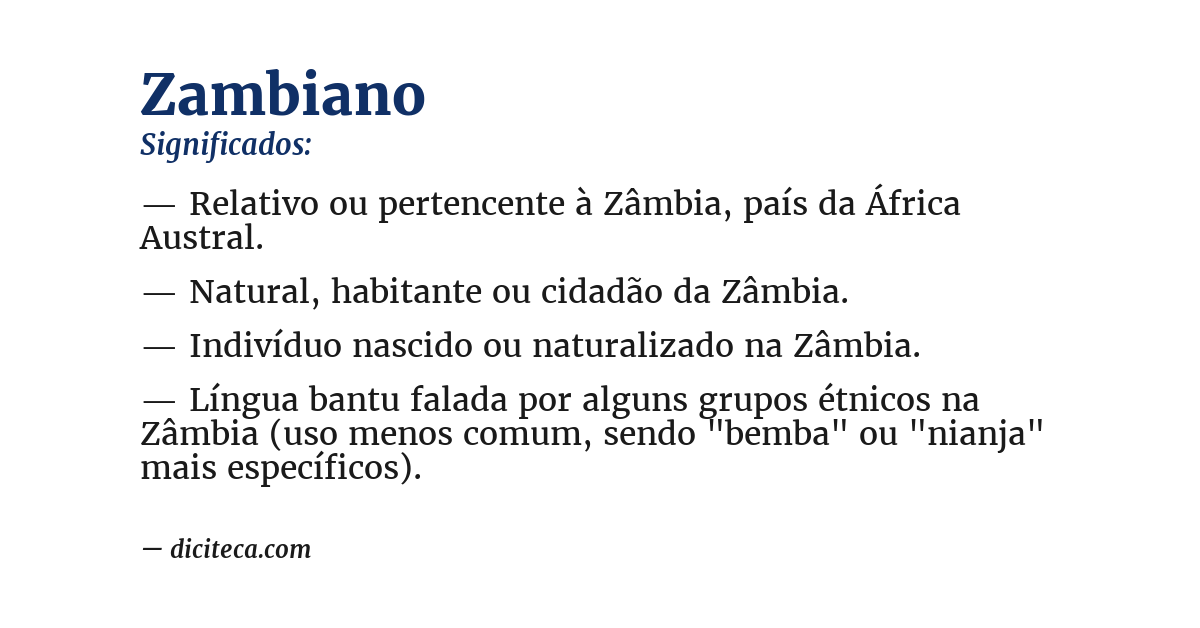 Significado de zambiano