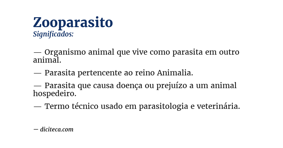 Significado de zooparasito