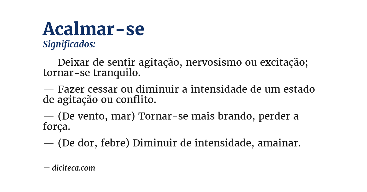 Significado de acalmar-se