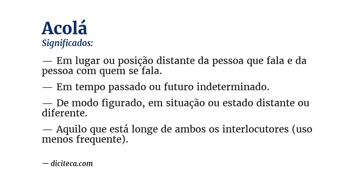 Significado de acolá
