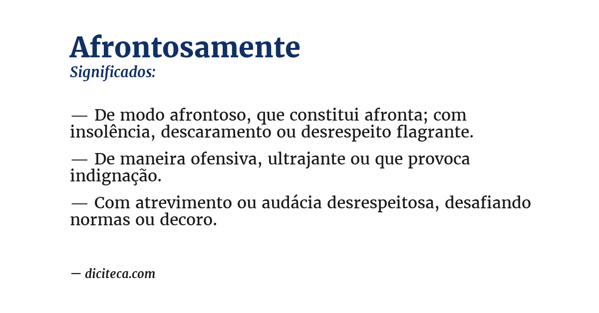 Significado de afrontosamente