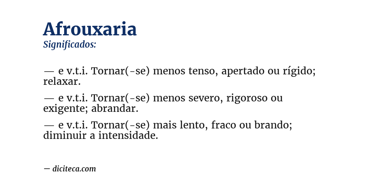 Significado de afrouxaria