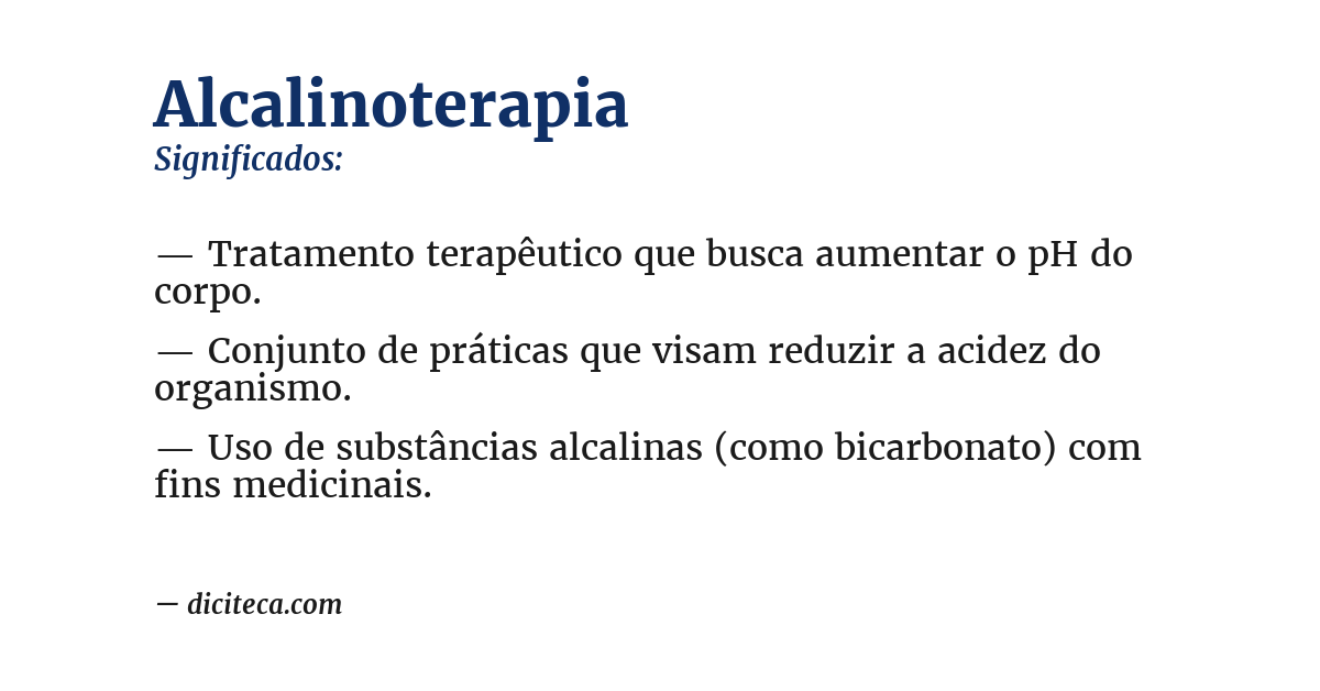 Significado de alcalinoterapia