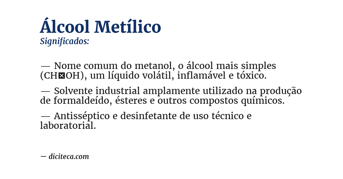 Significado de álcool metílico