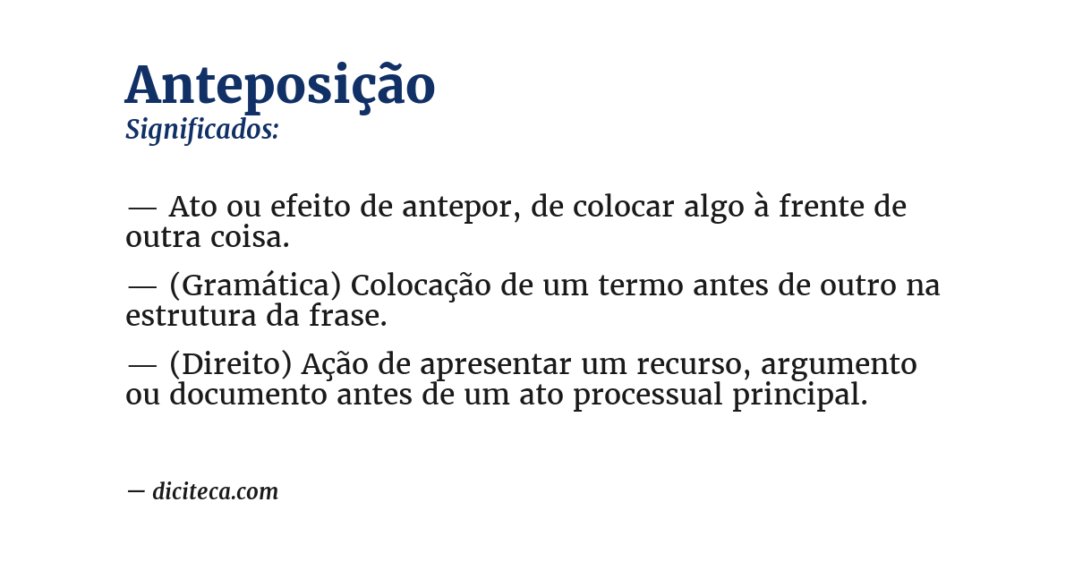 Significado de anteposição