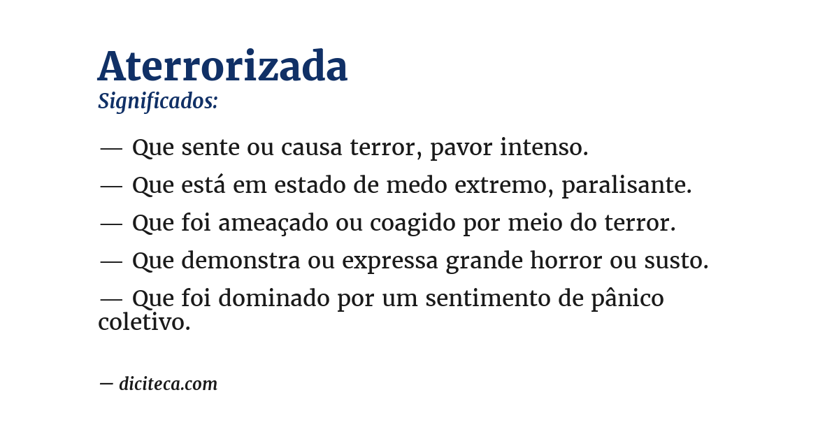 Significado de aterrorizada