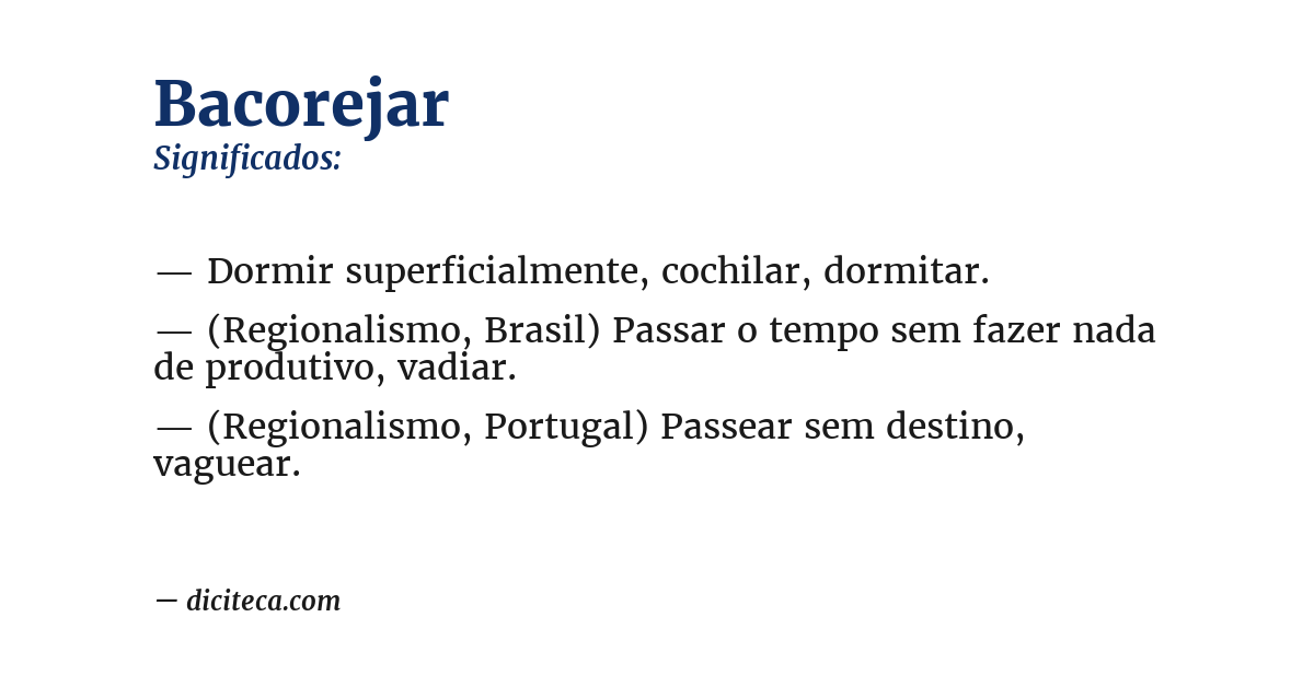 Significado de bacorejar