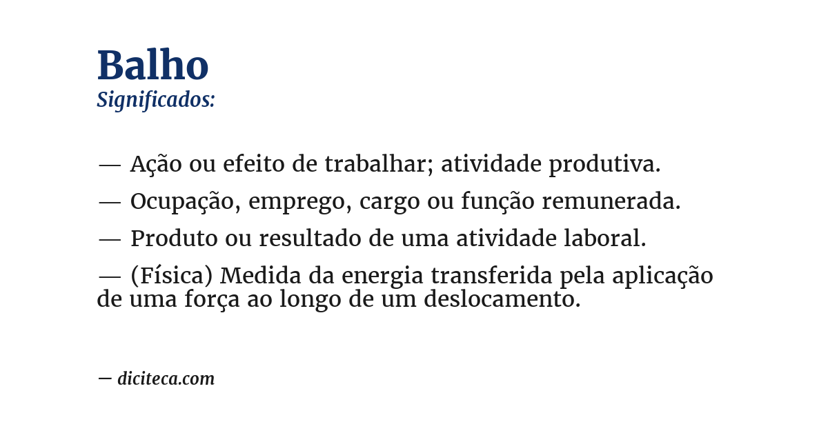 Significado de balho
