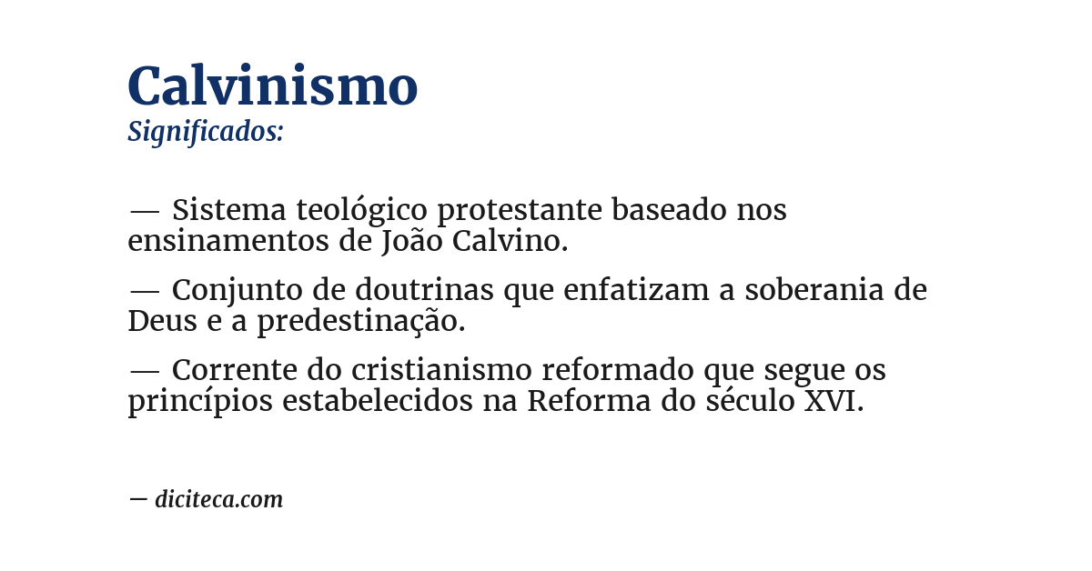 Significado de calvinismo