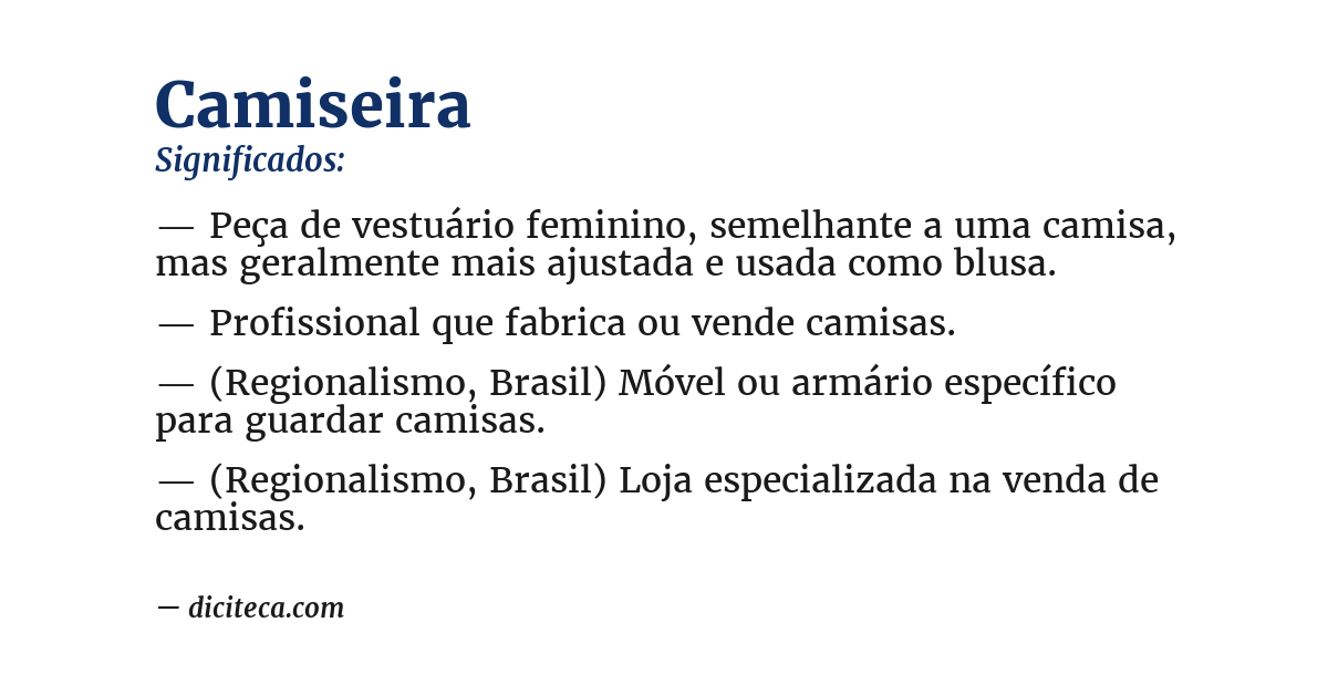 Significado de camiseira