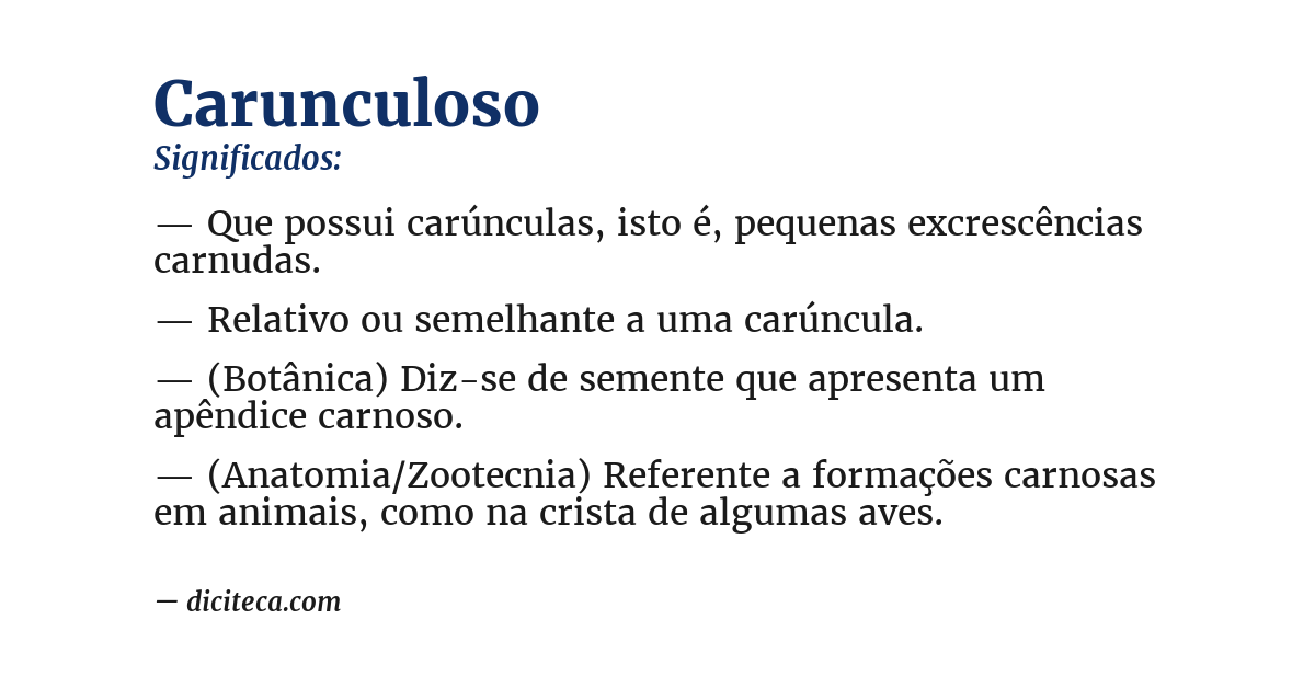 Significado de carunculoso