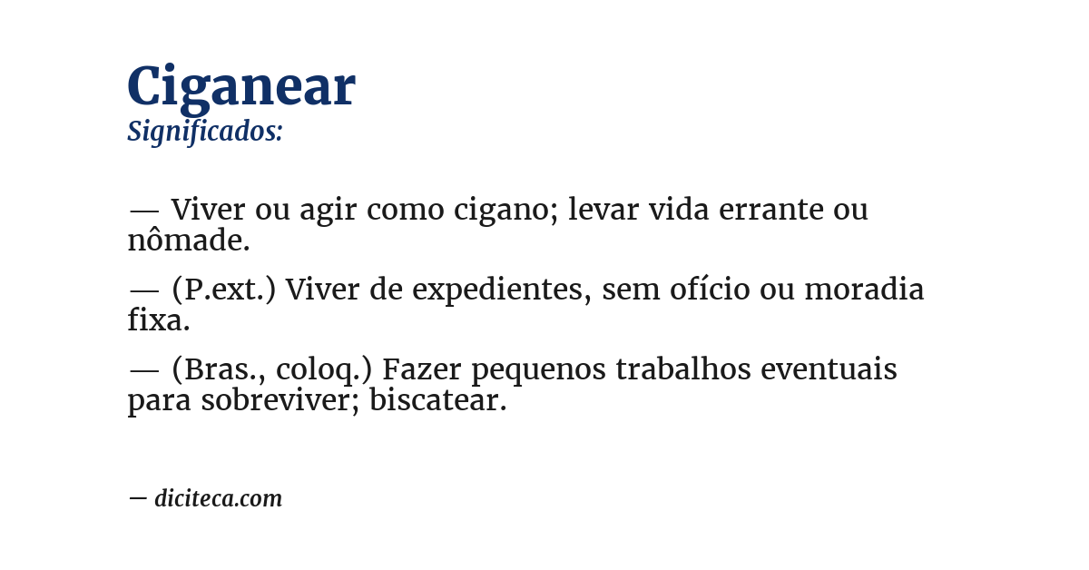 Significado de ciganear