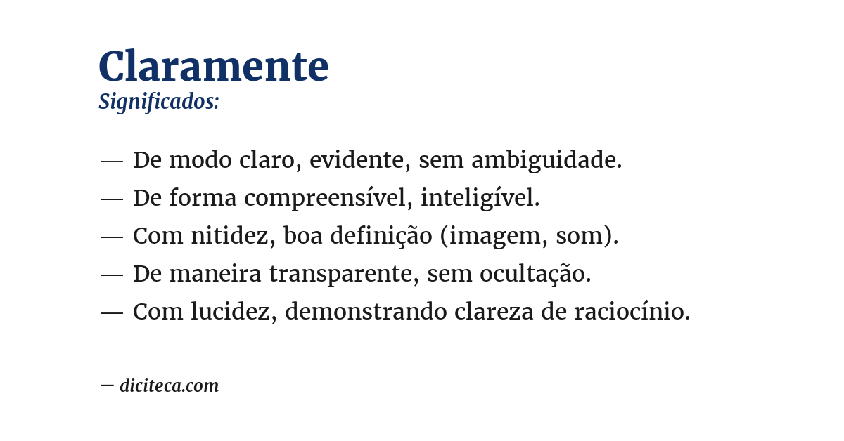 Significado de claramente