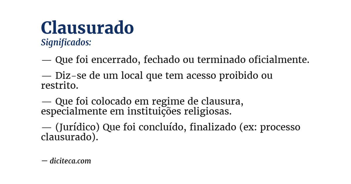 Significado de clausurado